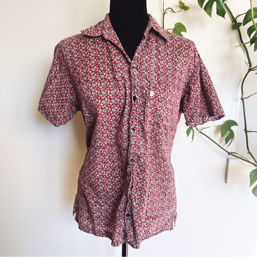 Vintage Anokhi Blockprint Indian Button Up Top - Men’s XS, Women’s S